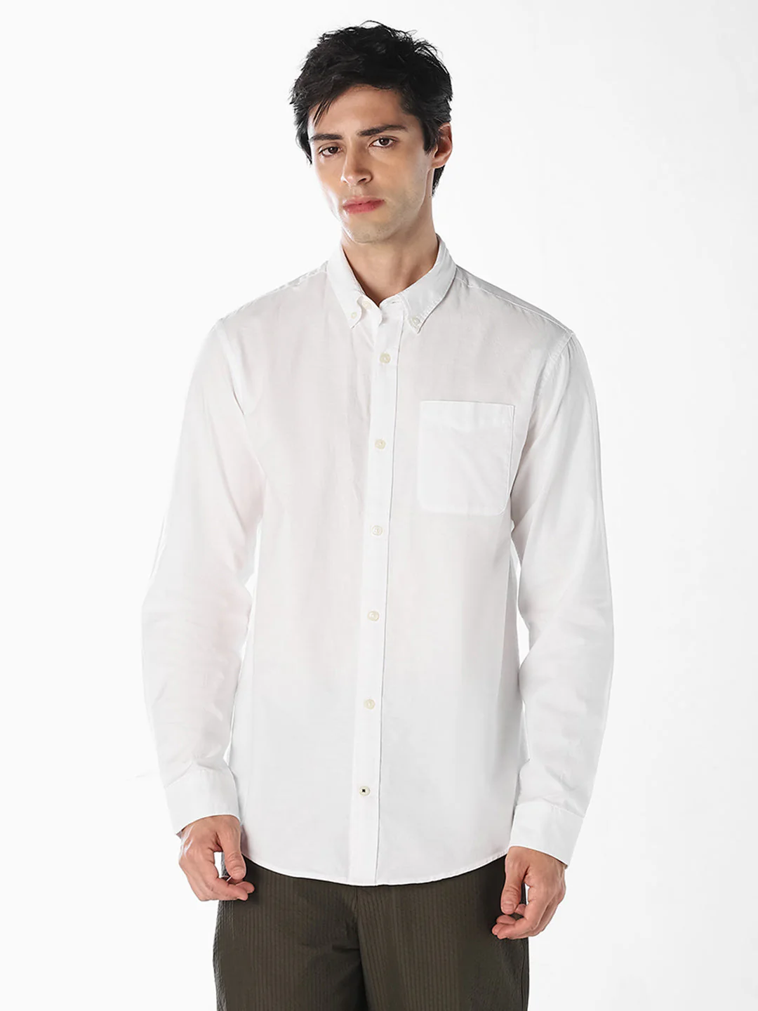 White Organic Cotton Oxford Shirt - Image 2