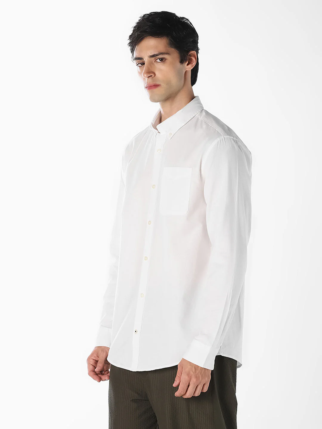 White Organic Cotton Oxford Shirt - Image 3
