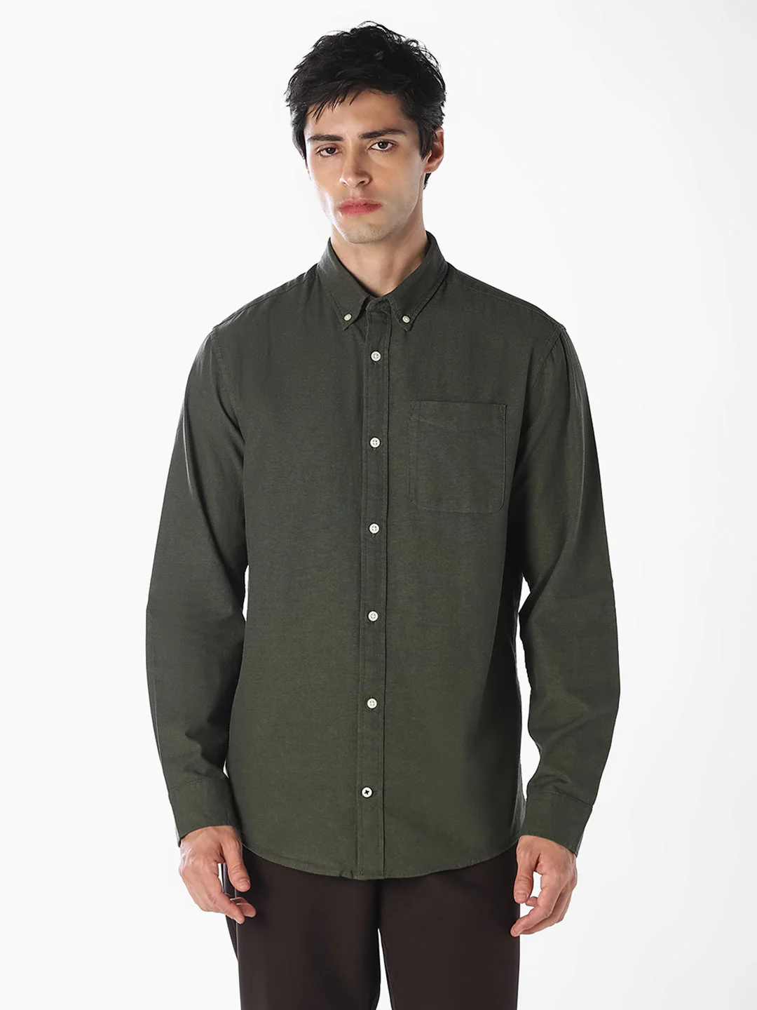 Green Organic Cotton Oxford Shirt - Image 2