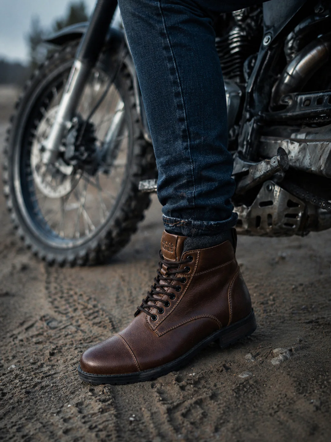 High-Top Leather Biker Boots