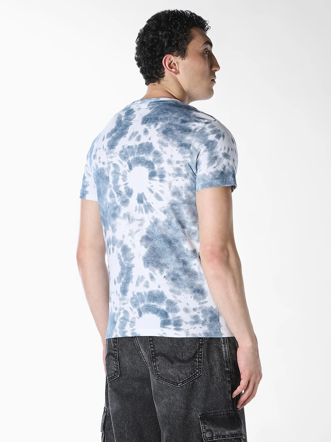 Blue SpongeBob Tie-dye Graphic Print T-shirt - Image 4