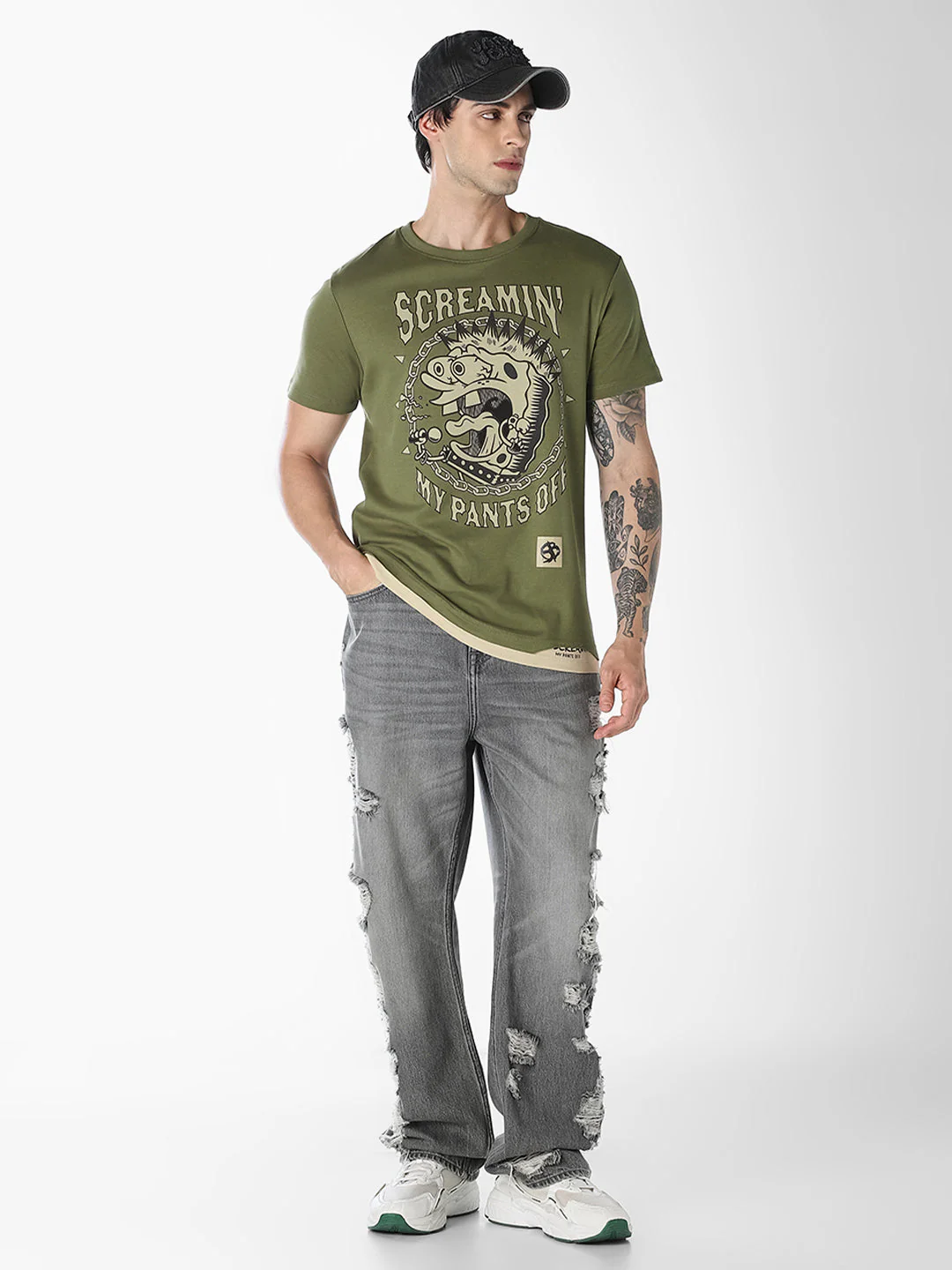 Green SpongeBob Patchwork T-shirt - Image 7