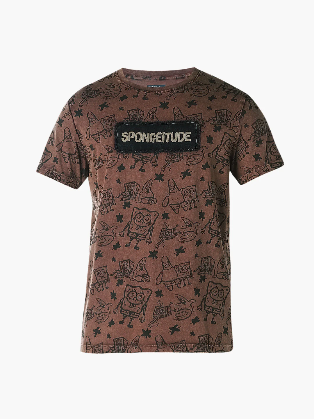 Dark Brown SpongeBob Printed T-shirt - Image 7