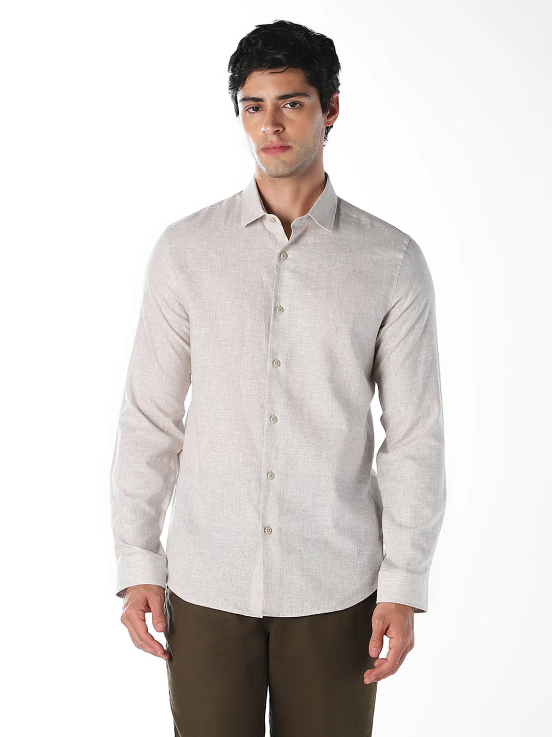 Beige Linen Blend Shirt - Image 2