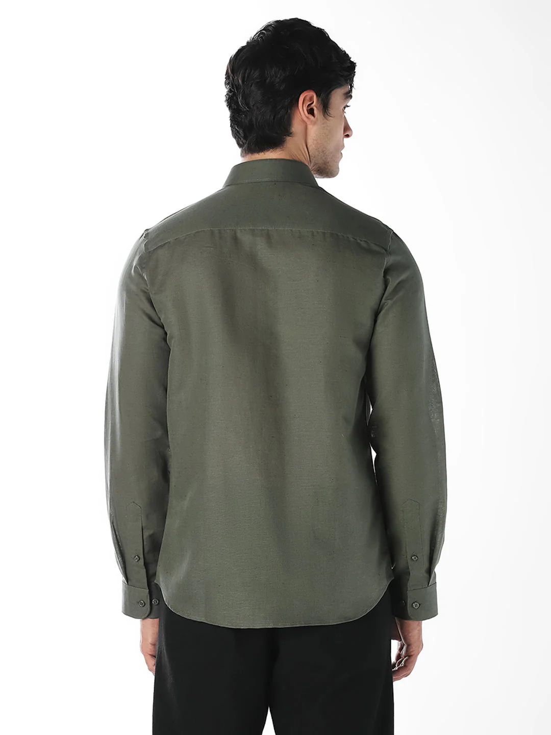 Olive Linen Blend Shirt - Image 4