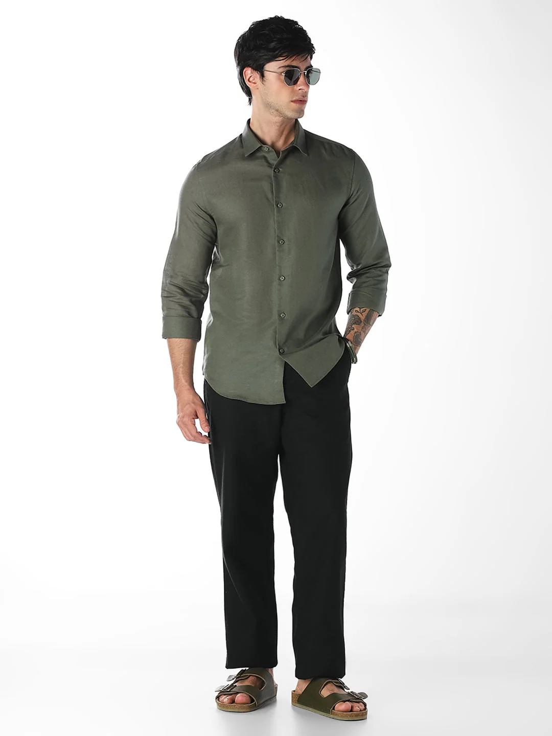 Olive Linen Blend Shirt - Image 6