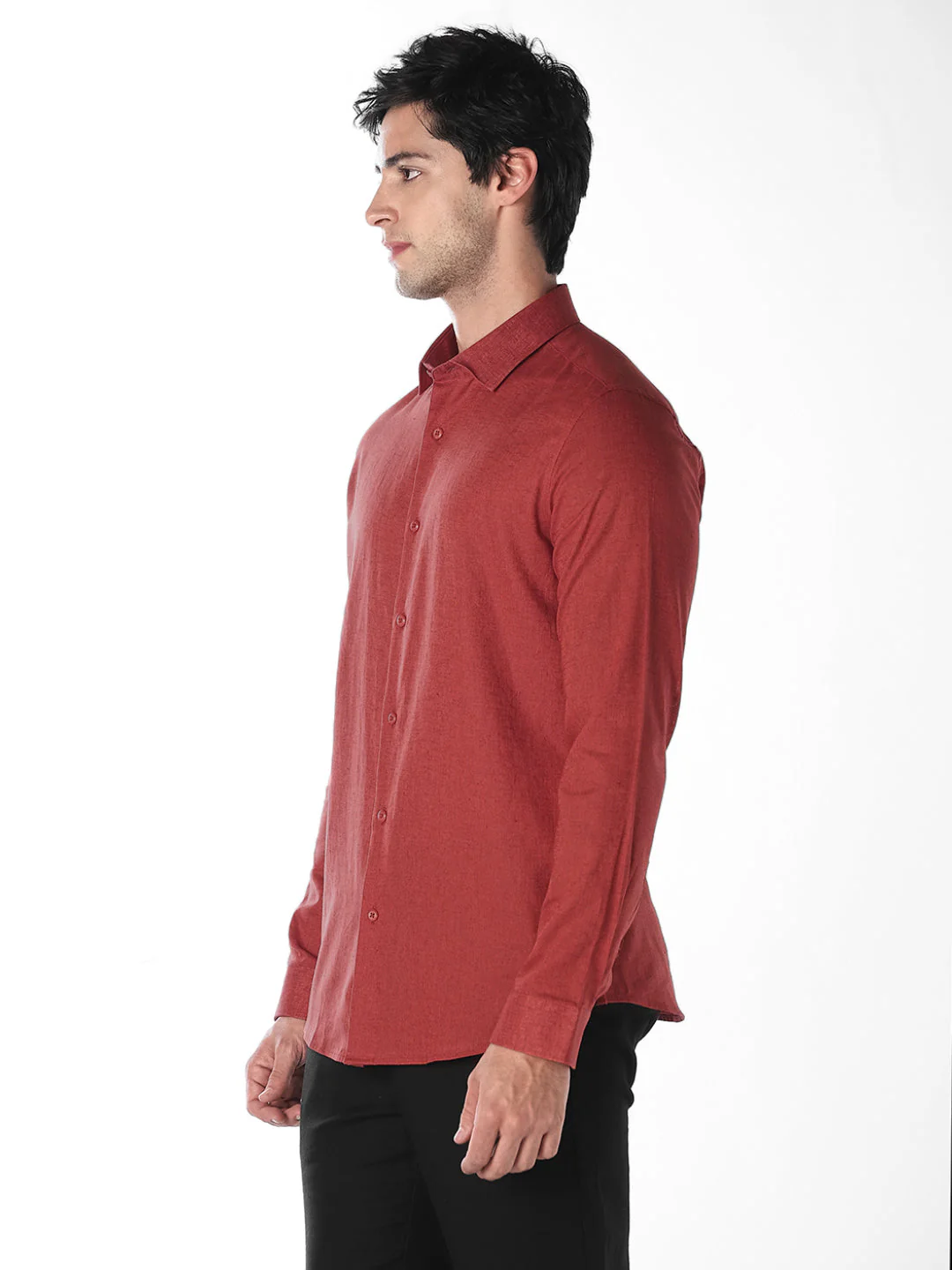 Rust Linen Blend Shirt - Image 3