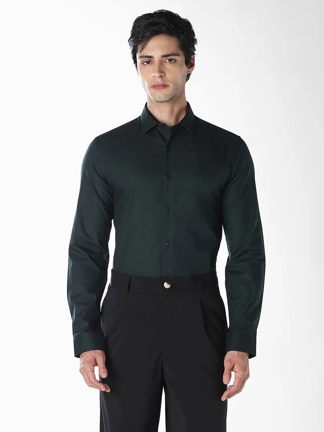 Dark Green Slim Fit Formal Shirt - Image 2