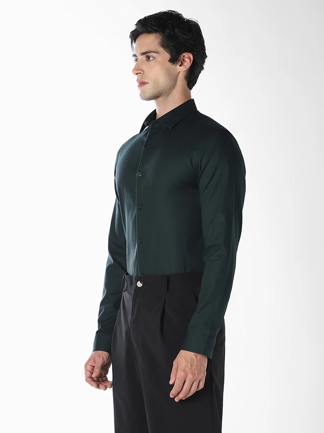 Dark Green Slim Fit Formal Shirt - Image 3