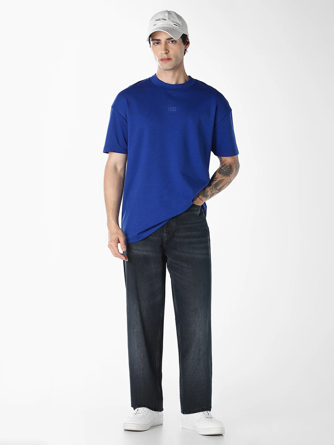 Men's Dark Blue Loose Fit Mid-Rise Jeans - Image 6