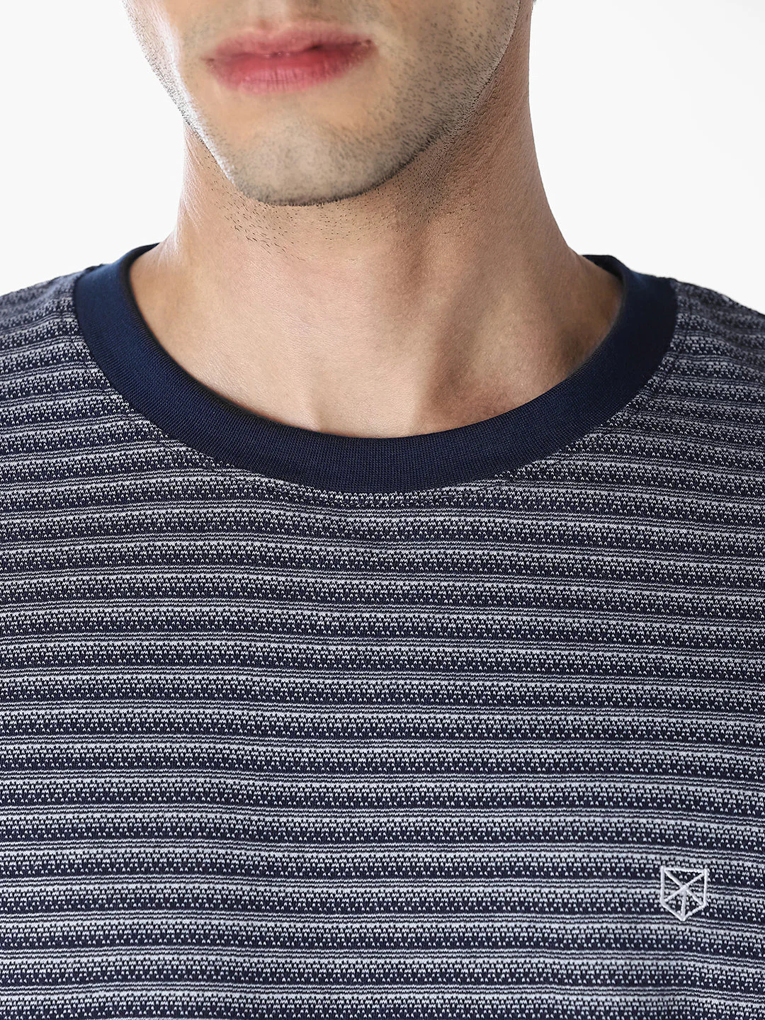 Blue Striped Crew Neck T-shirt - Image 5