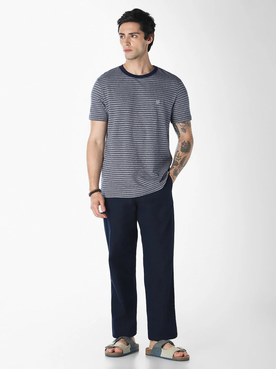 Blue Striped Crew Neck T-shirt - Image 6