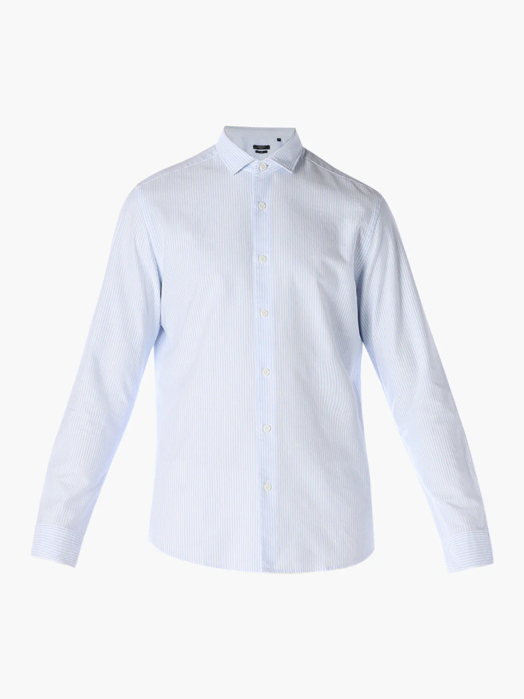 Blue Cotton Striped Formal Shirt - Image 7