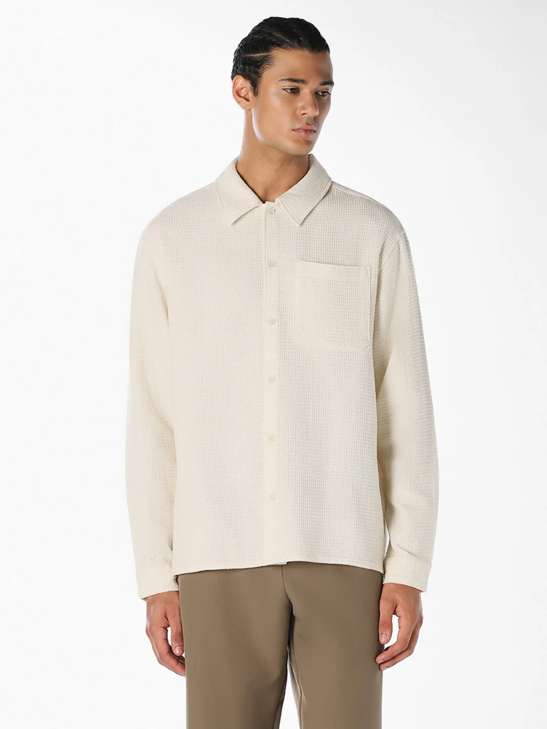Beige Waffle Twill Shirt - Image 2