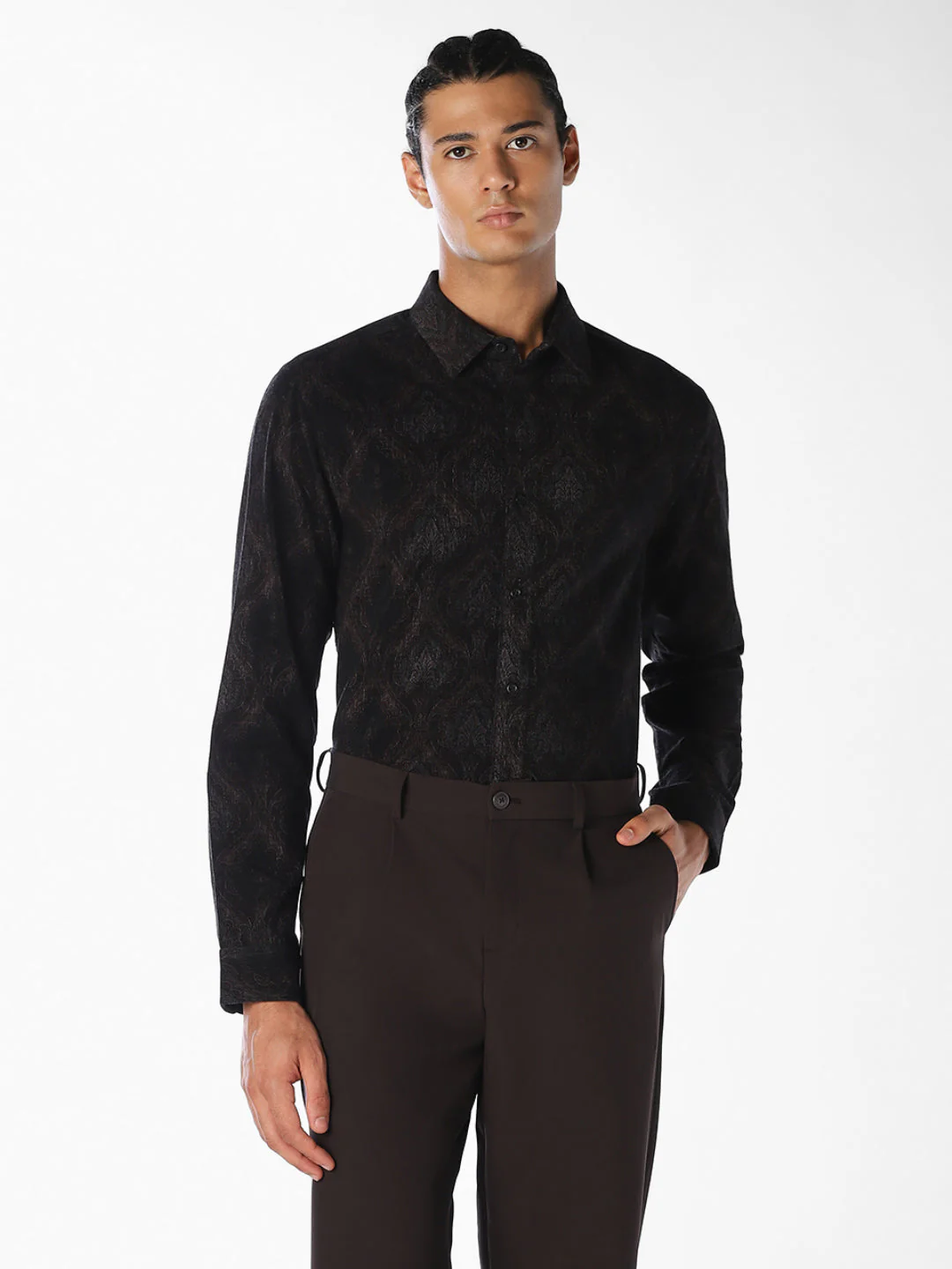 Printed Dobby Slim Fit Shirt - Image 2