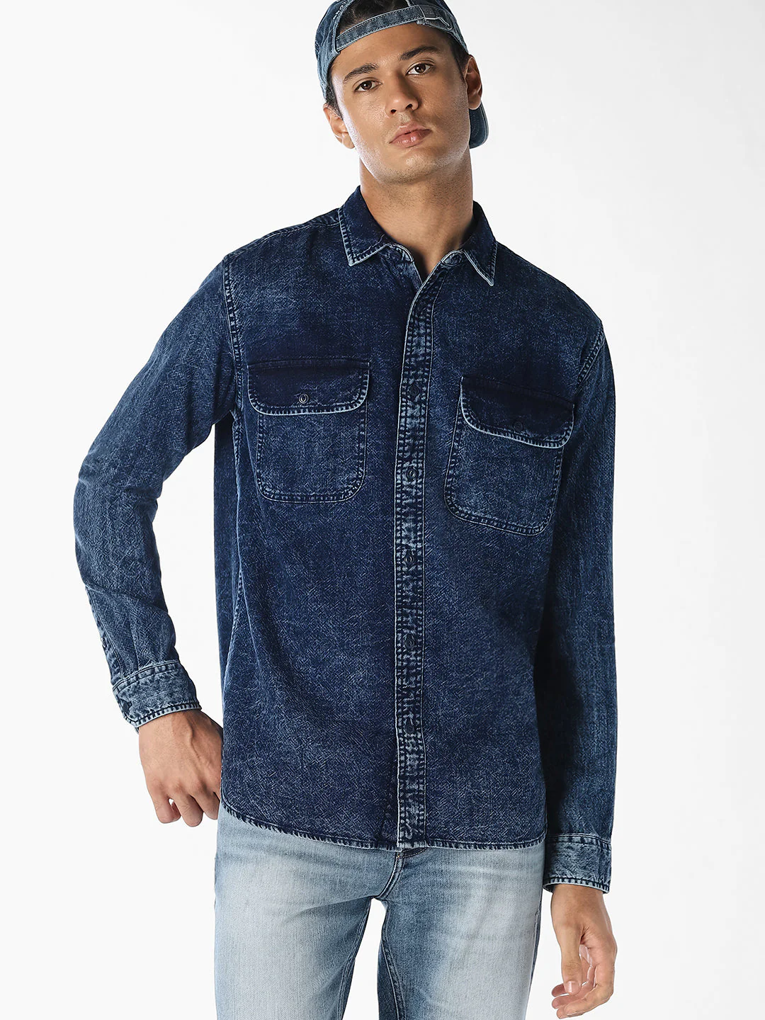 Blue Washed Denim Shirt