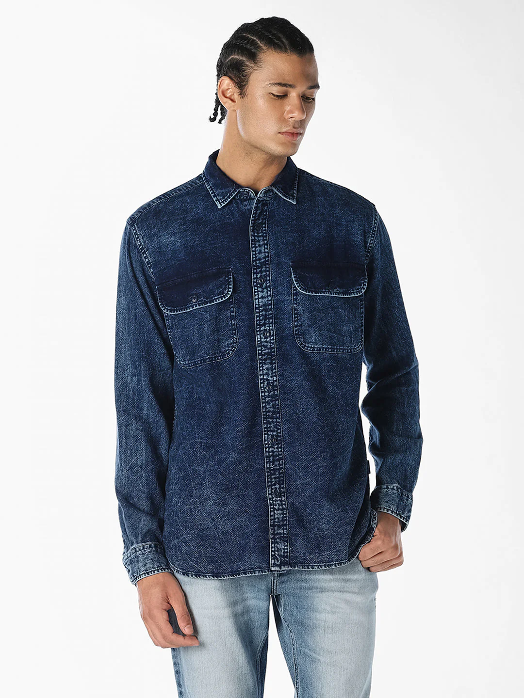Blue Washed Denim Shirt - Image 2