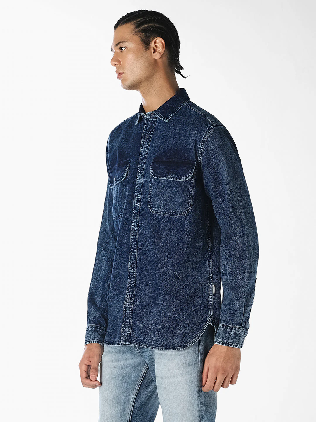 Blue Washed Denim Shirt - Image 3