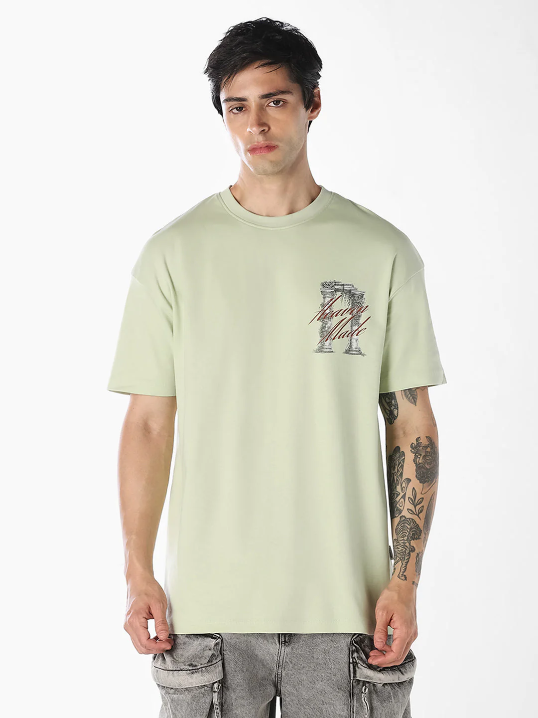 Sage Green Graphic Oversized T-Shirt - Image 2