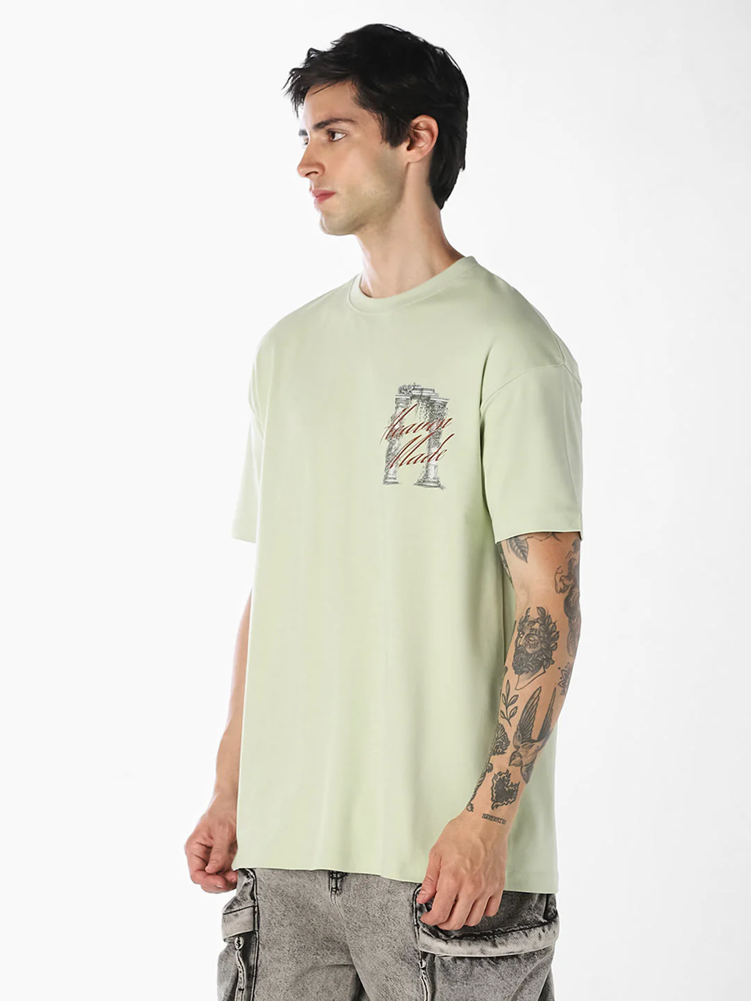 Sage Green Graphic Oversized T-Shirt - Image 3