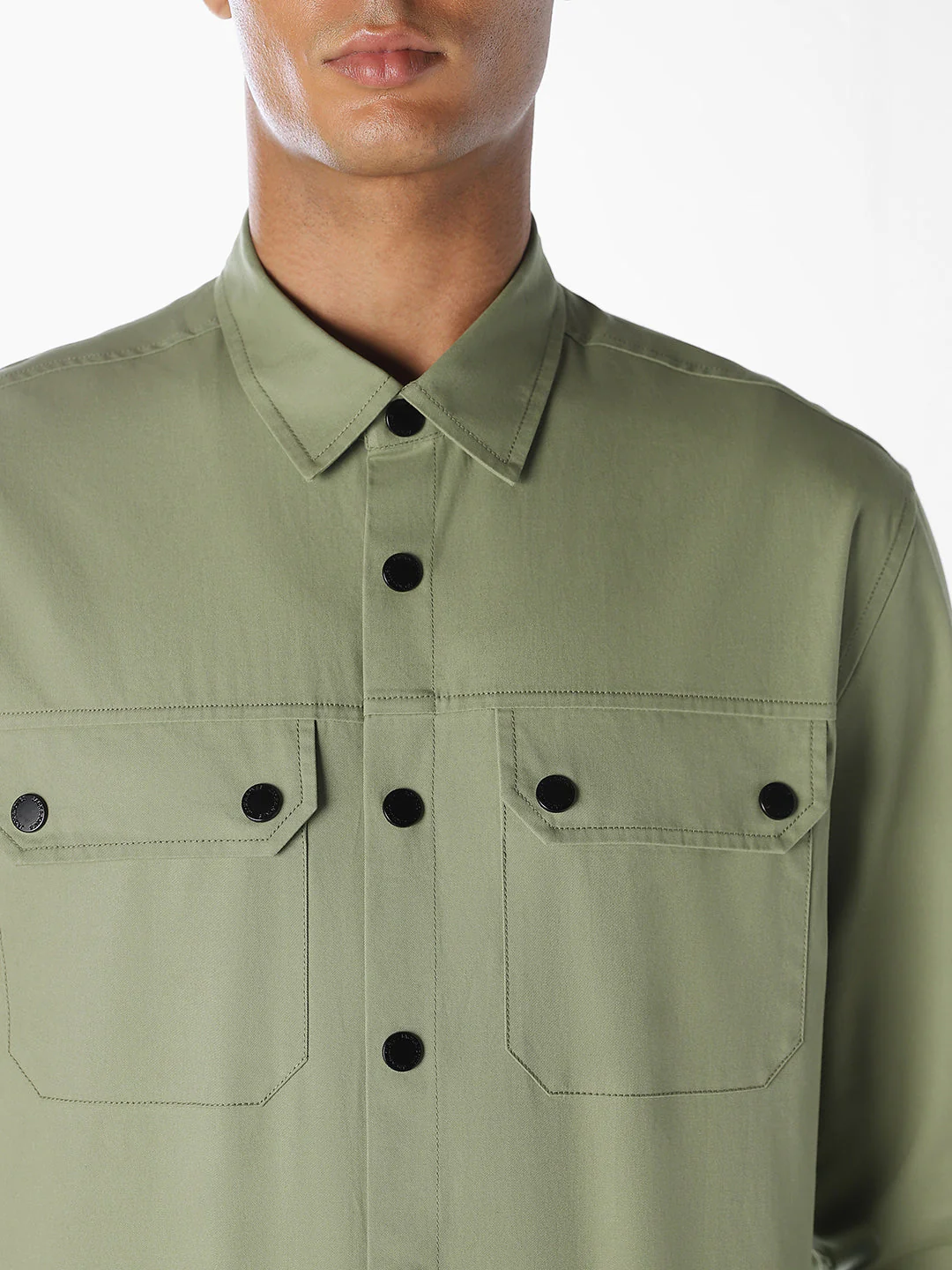 Green Cotton Twill Shirt - Image 5