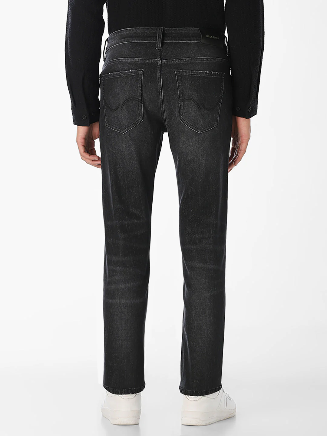 Black Mildly Distressed Regular Fit Jeans - Image 3