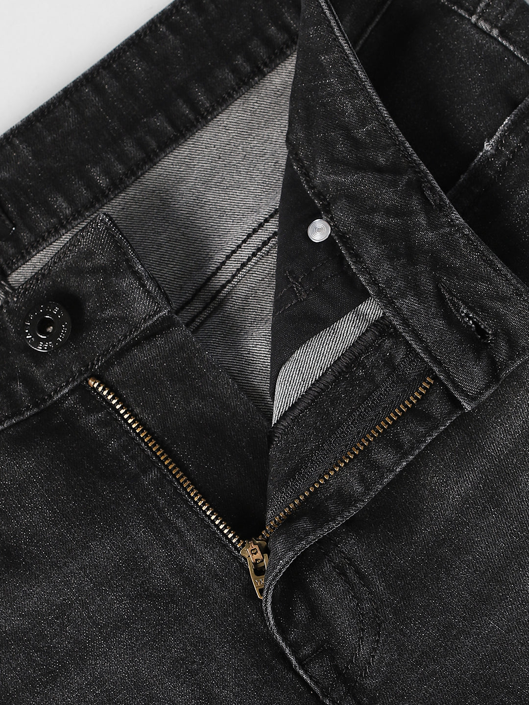 Black Mildly Distressed Regular Fit Jeans - Image 5