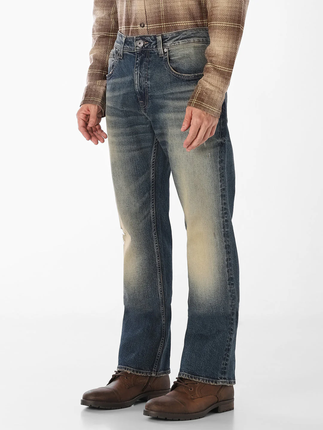 Blue Faded Bootcut Jeans - Image 2