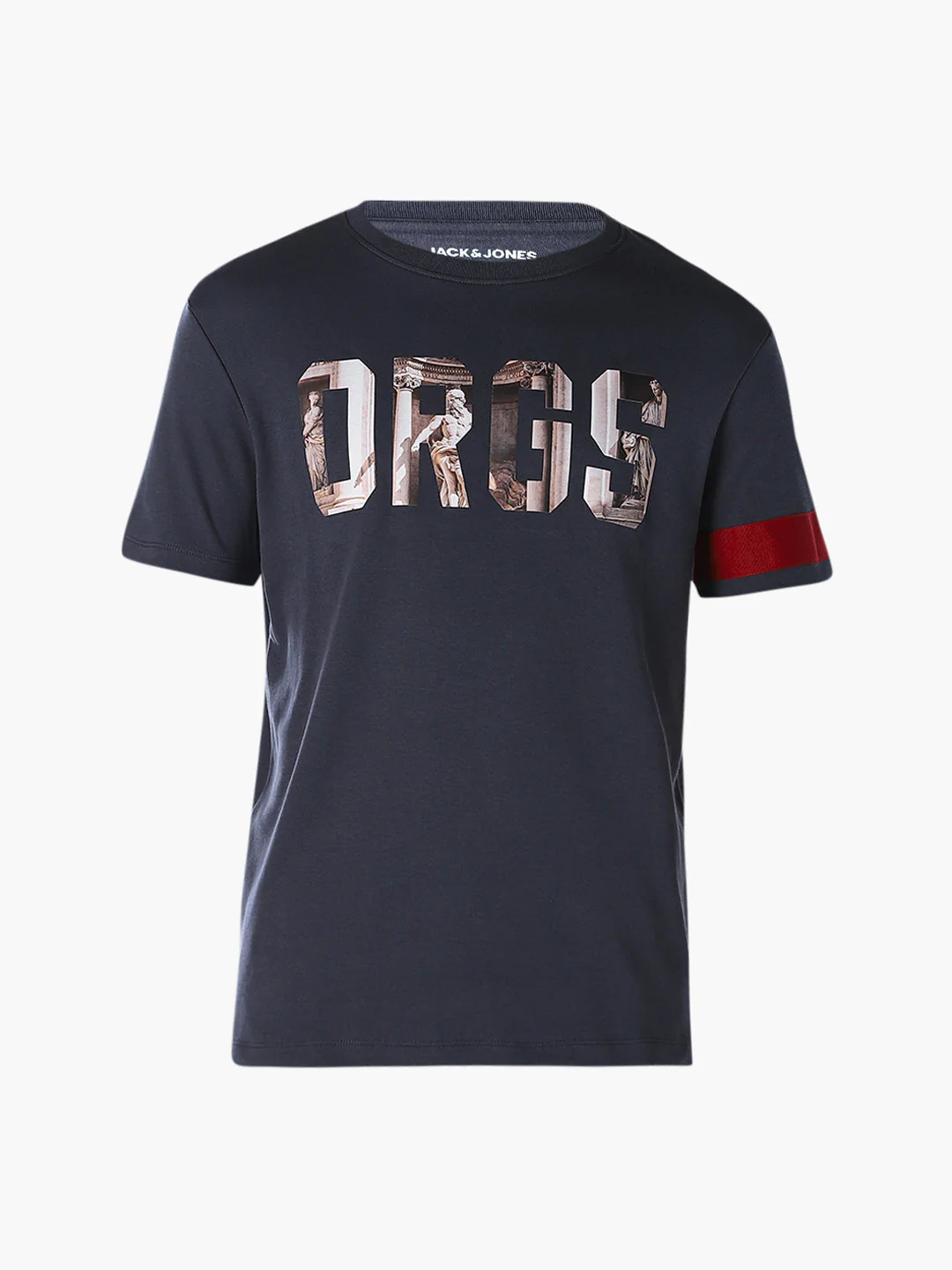 Dark Blue Printed Cotton T-shirt - Image 7