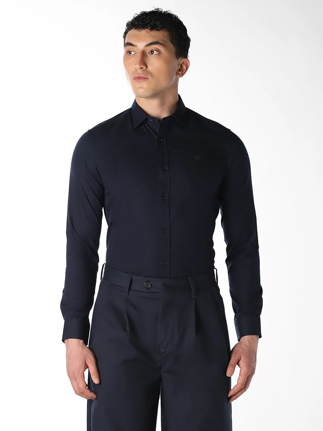 Navy Blue Slim Fit Formal Shirt - Image 2