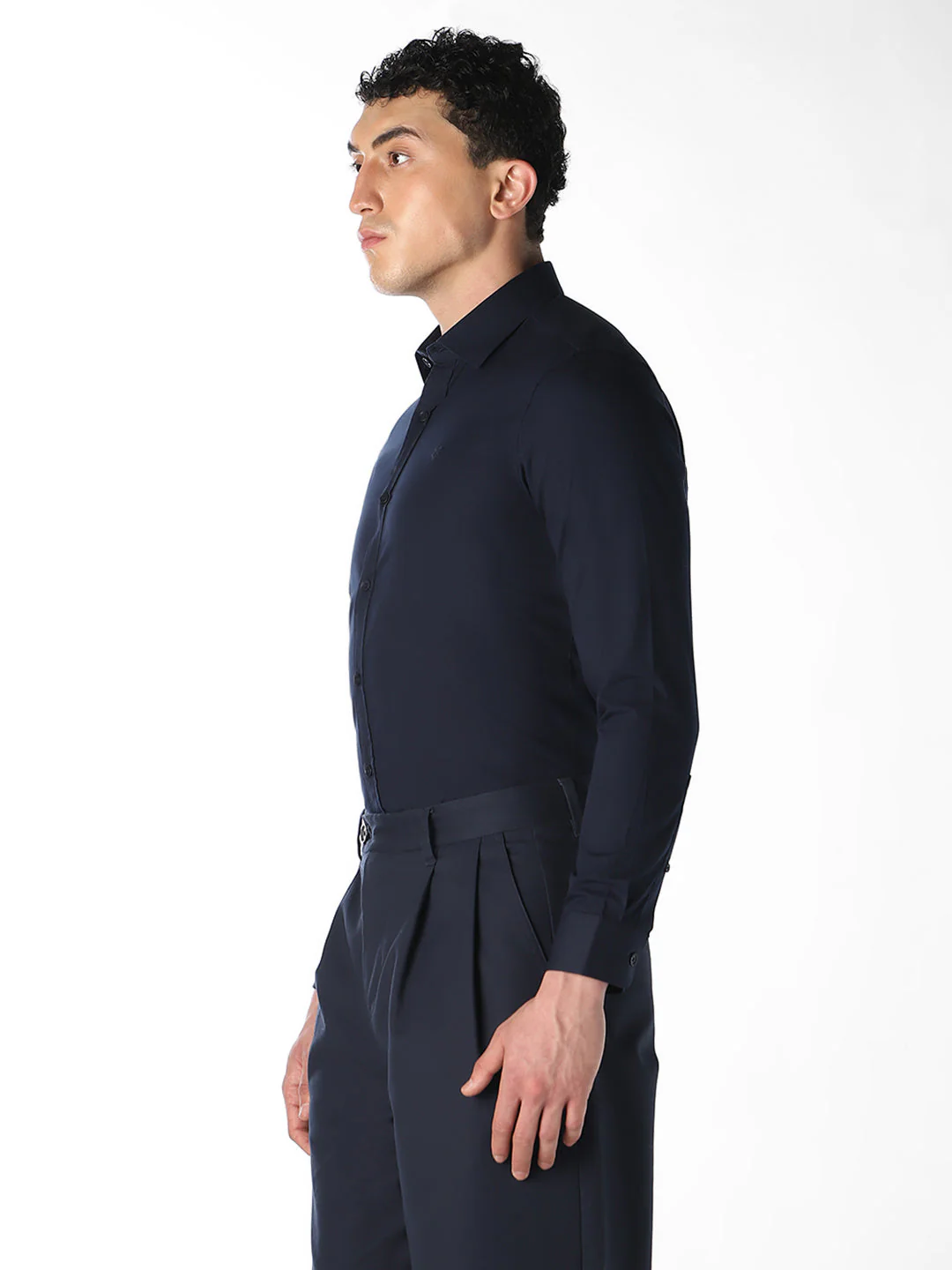 Navy Blue Slim Fit Formal Shirt - Image 3