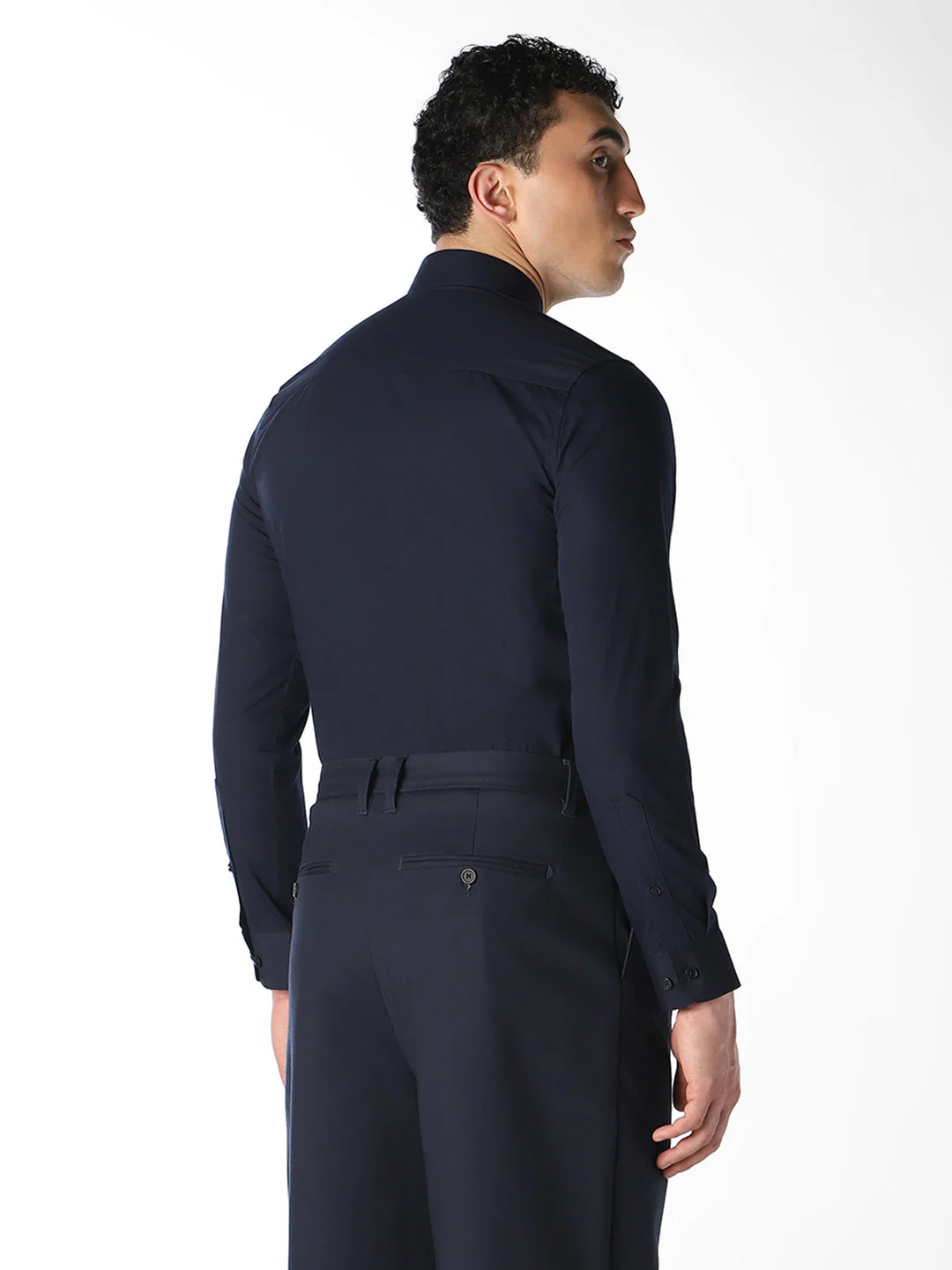 Navy Blue Slim Fit Formal Shirt - Image 4