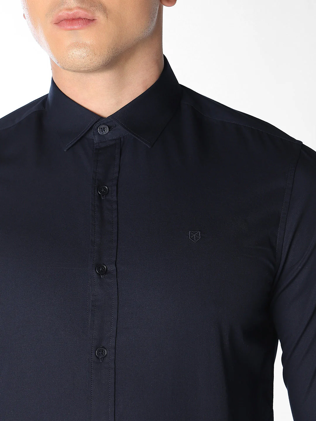 Navy Blue Slim Fit Formal Shirt - Image 5