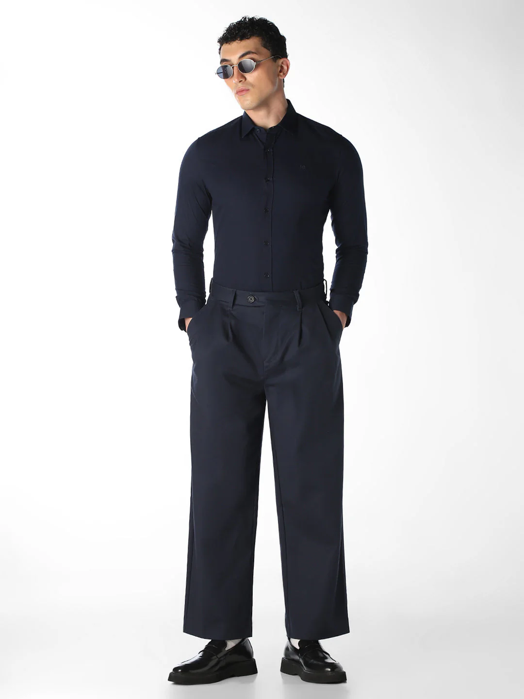 Navy Blue Slim Fit Formal Shirt - Image 6