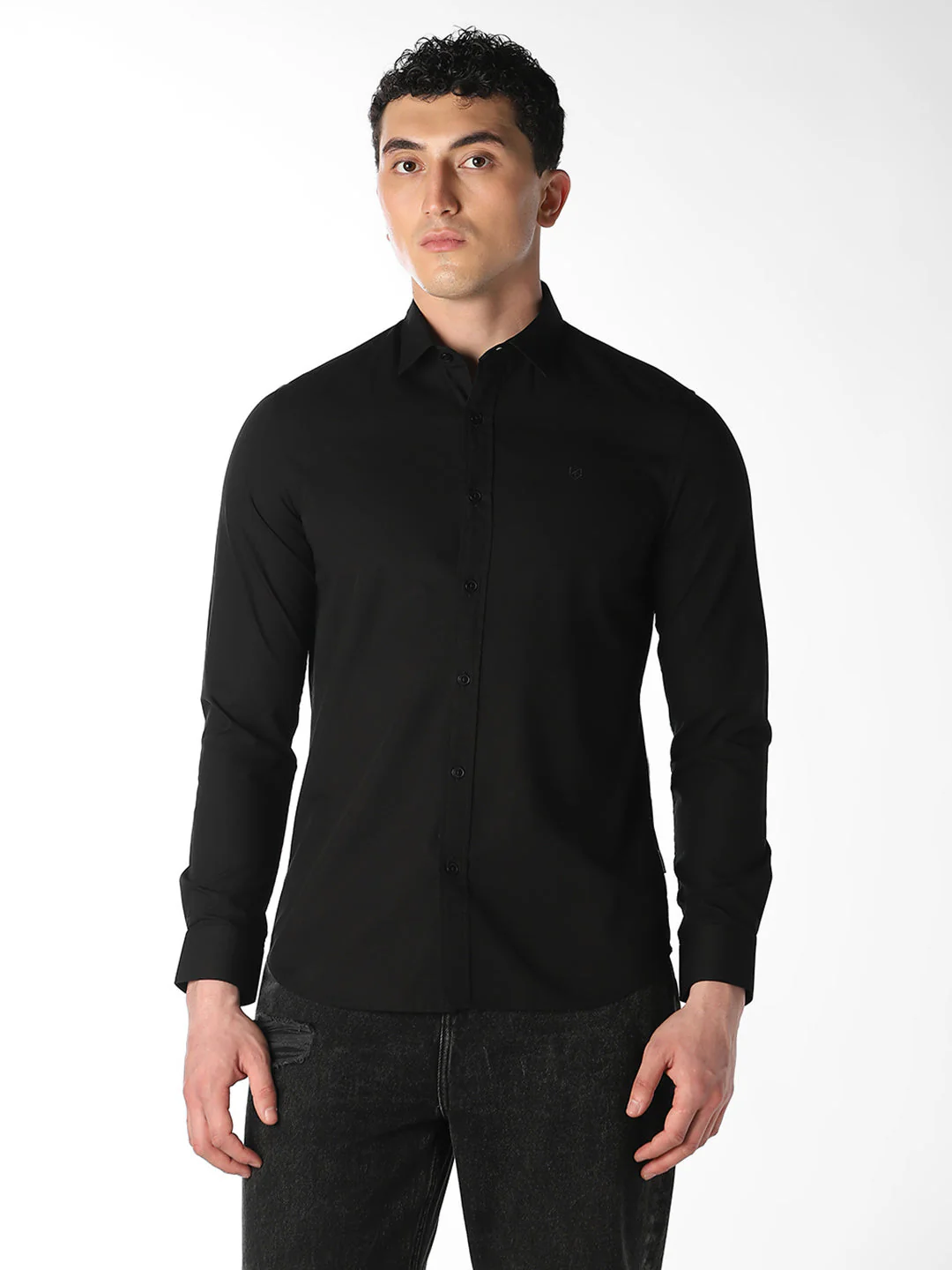 Black Slim Fit Formal Shirt - Image 2