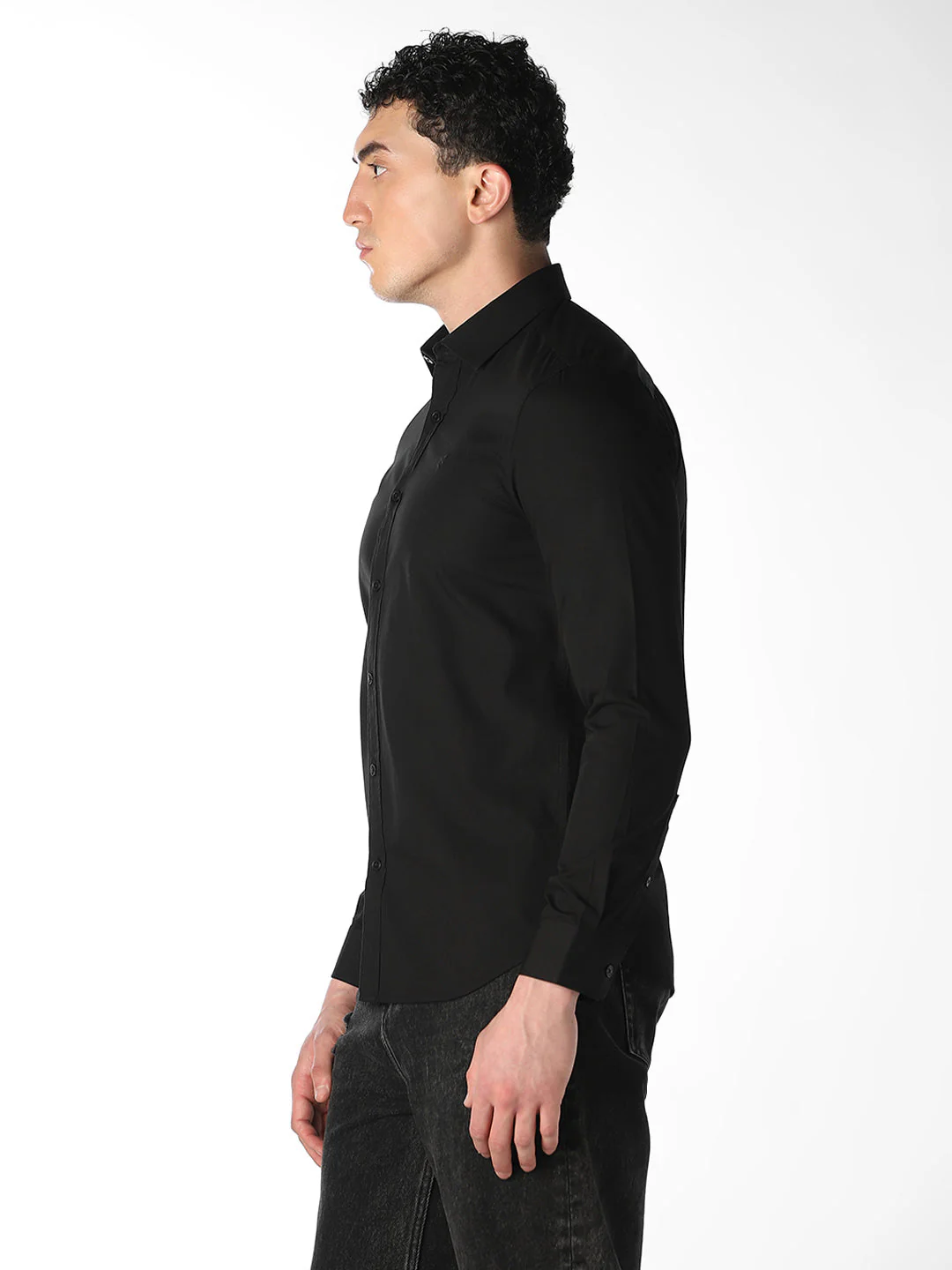 Black Slim Fit Formal Shirt - Image 3