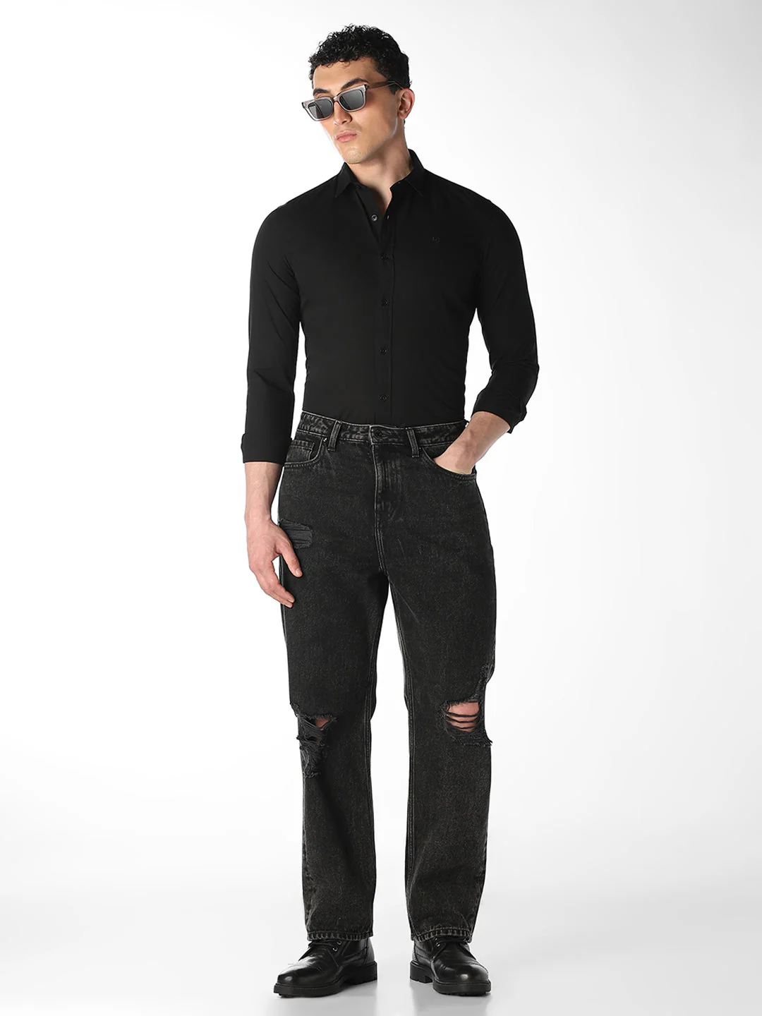 Black Slim Fit Formal Shirt - Image 6