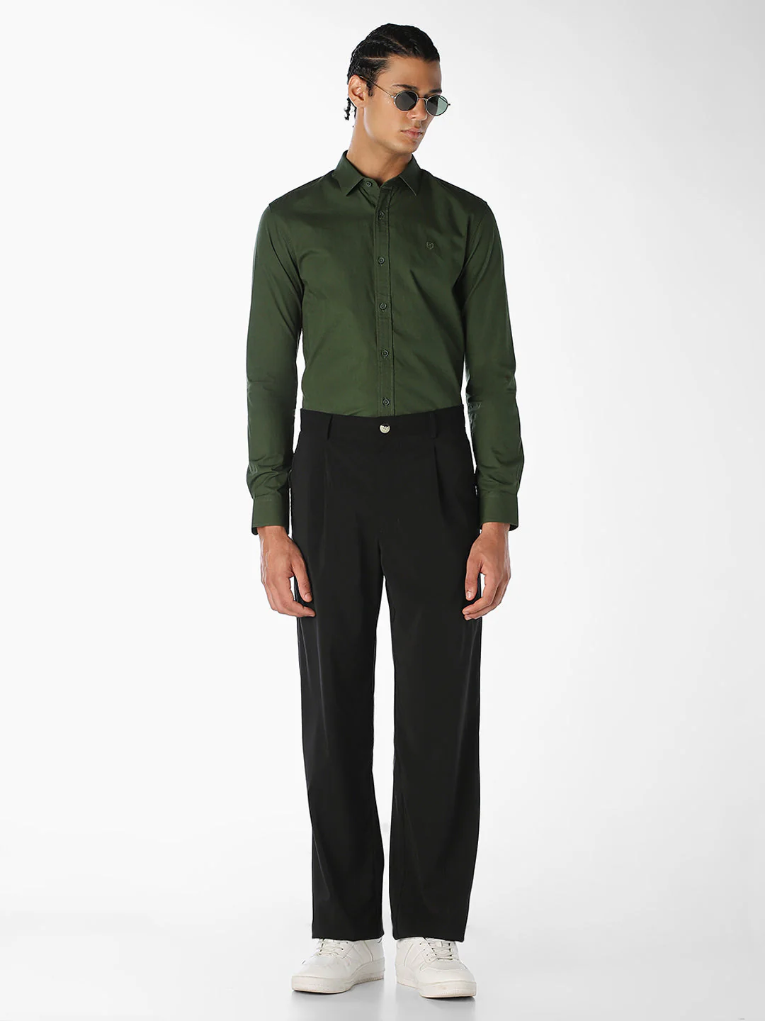 Dark Green Cotton Slim Fit Shirt - Image 6