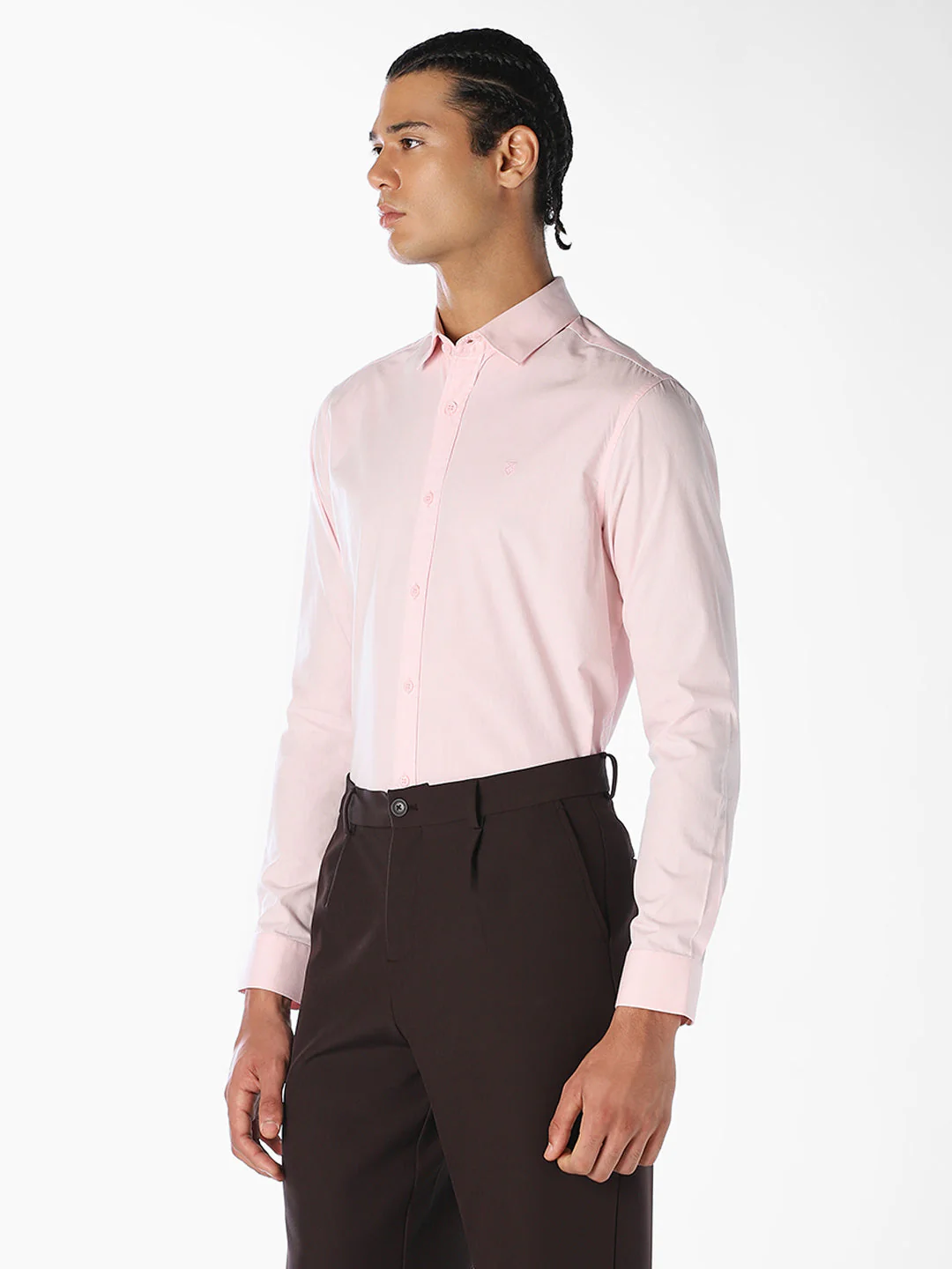 Light Pink Cotton Slim Fit Shirt - Image 3
