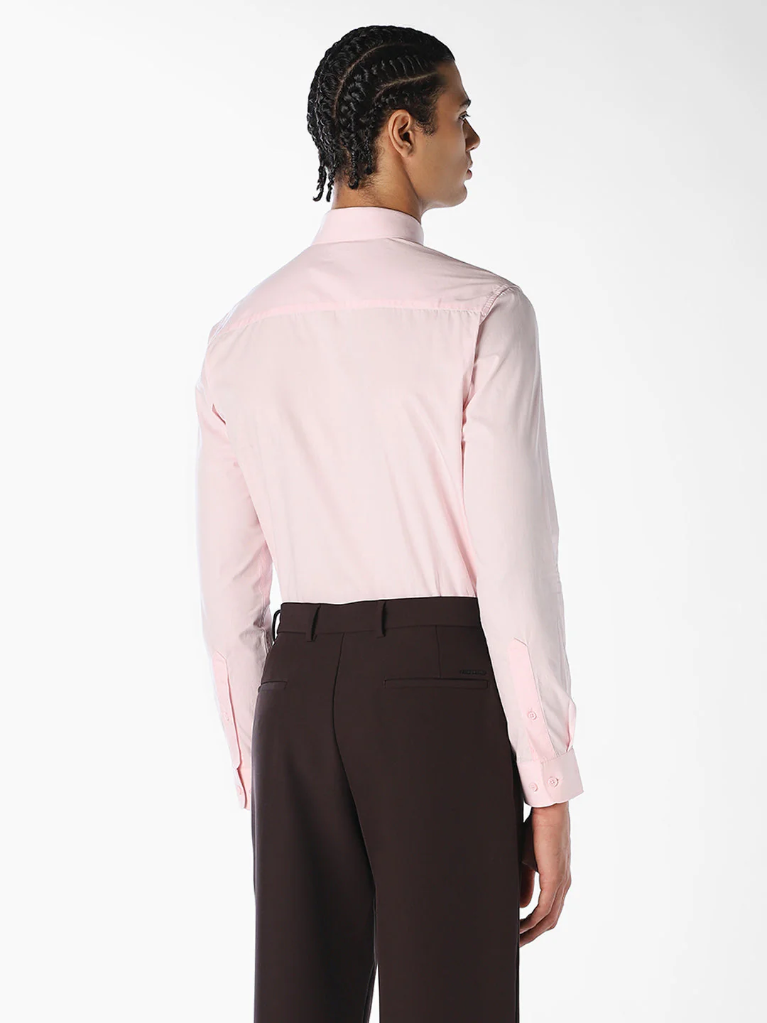 Light Pink Cotton Slim Fit Shirt - Image 4