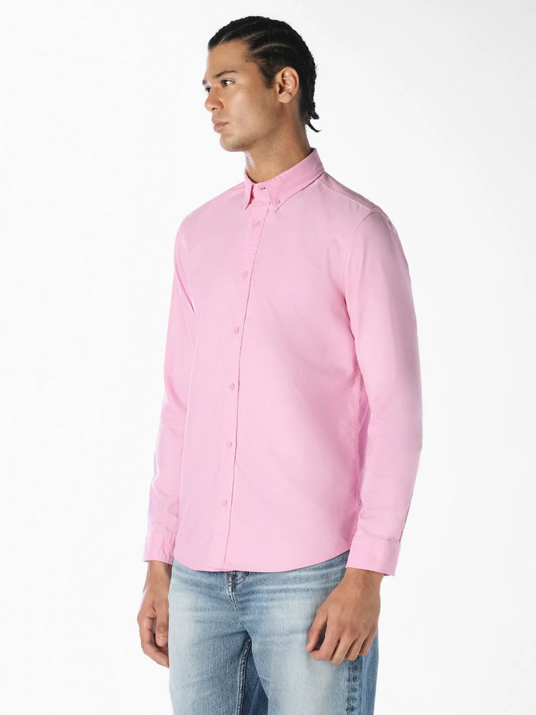 Pink Cotton Slim Fit Shirt - Image 3