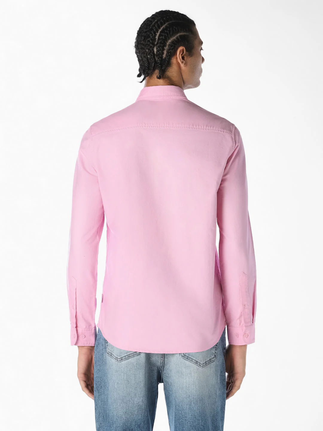 Pink Cotton Slim Fit Shirt - Image 4