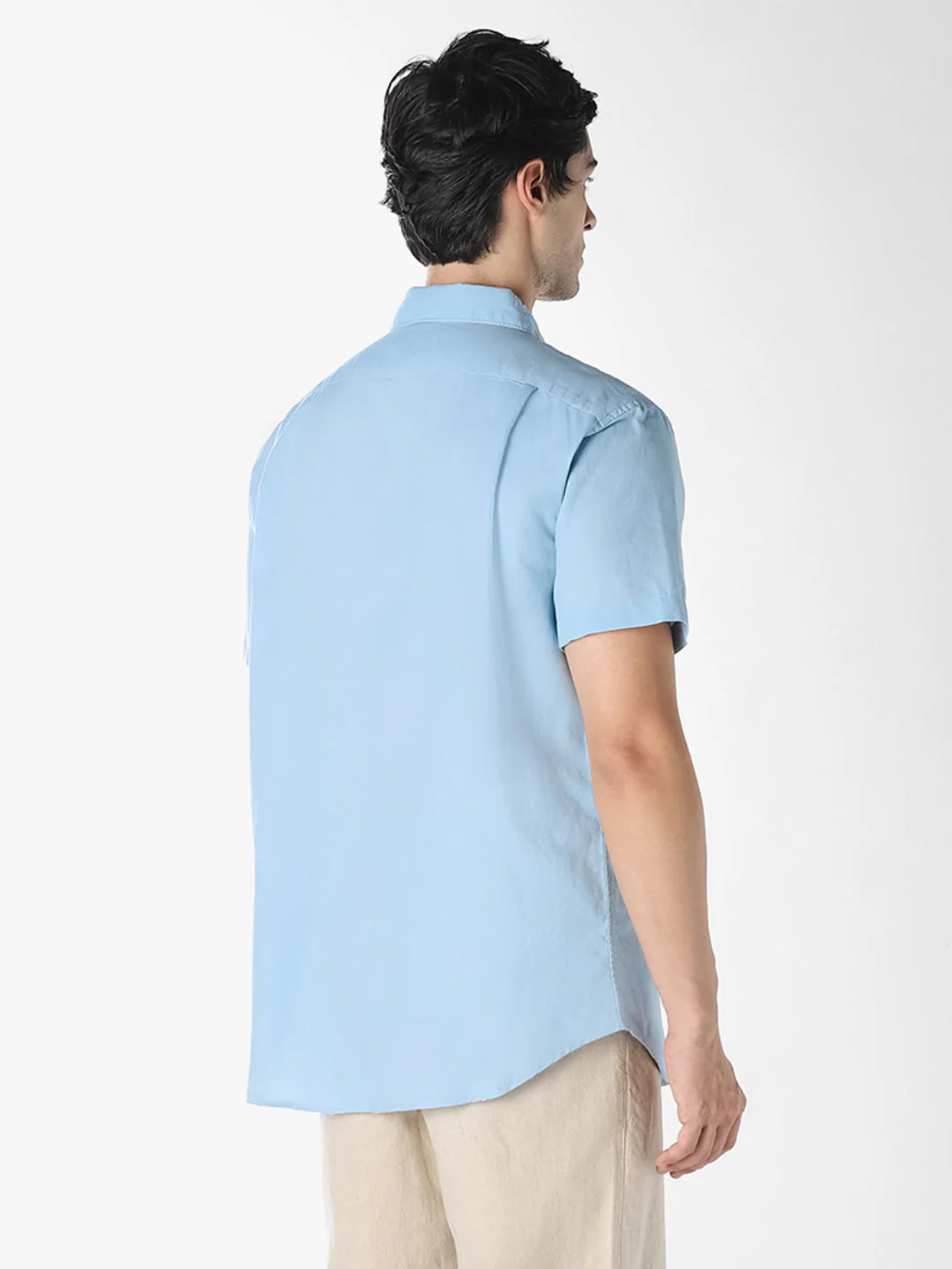 Blue Linen Short Sleeves Shirt - Image 4
