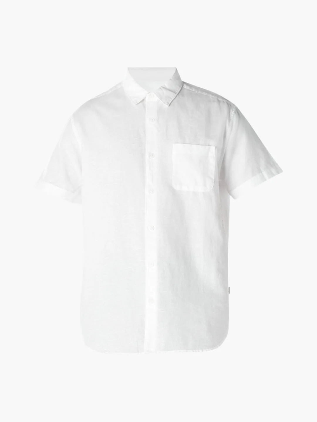 White Linen Blend Short Sleeves Shirt - Image 7