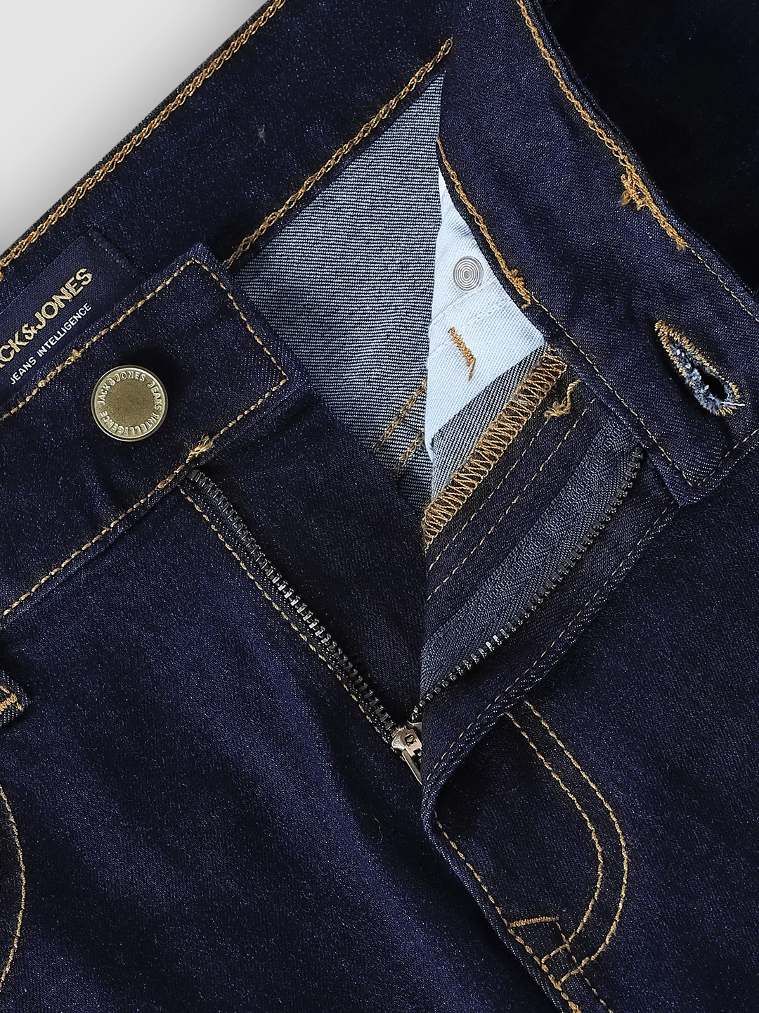 Dark Blue Contrast Stitch Bootcut Jeans - Image 5