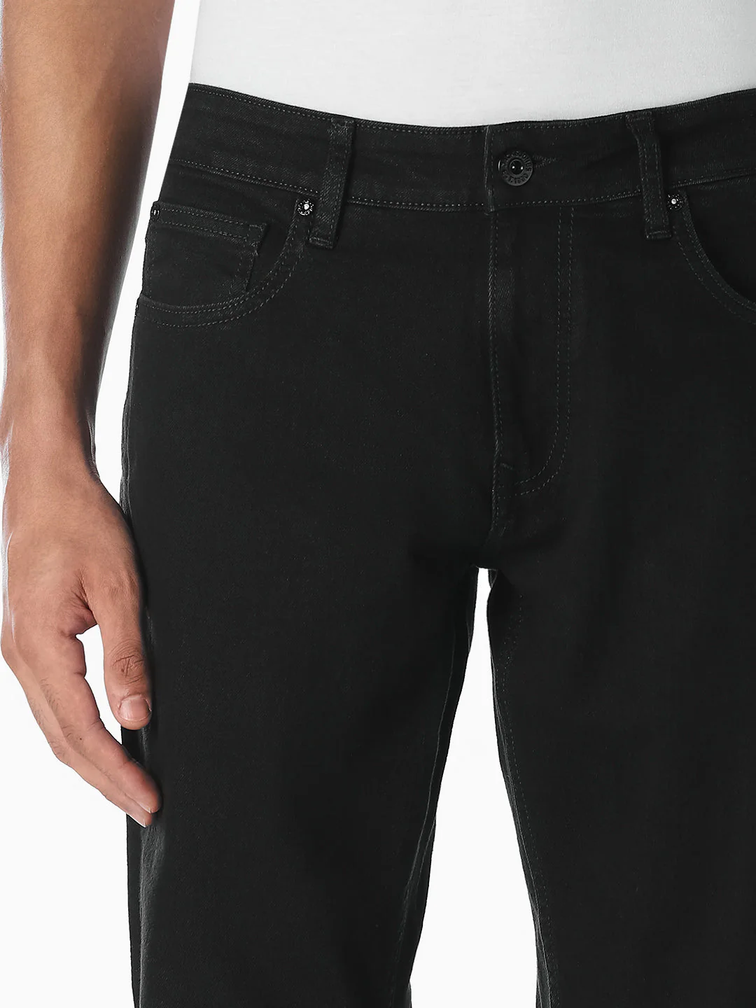 Black Low Rise Clark Regular Fit Jeans - Image 4