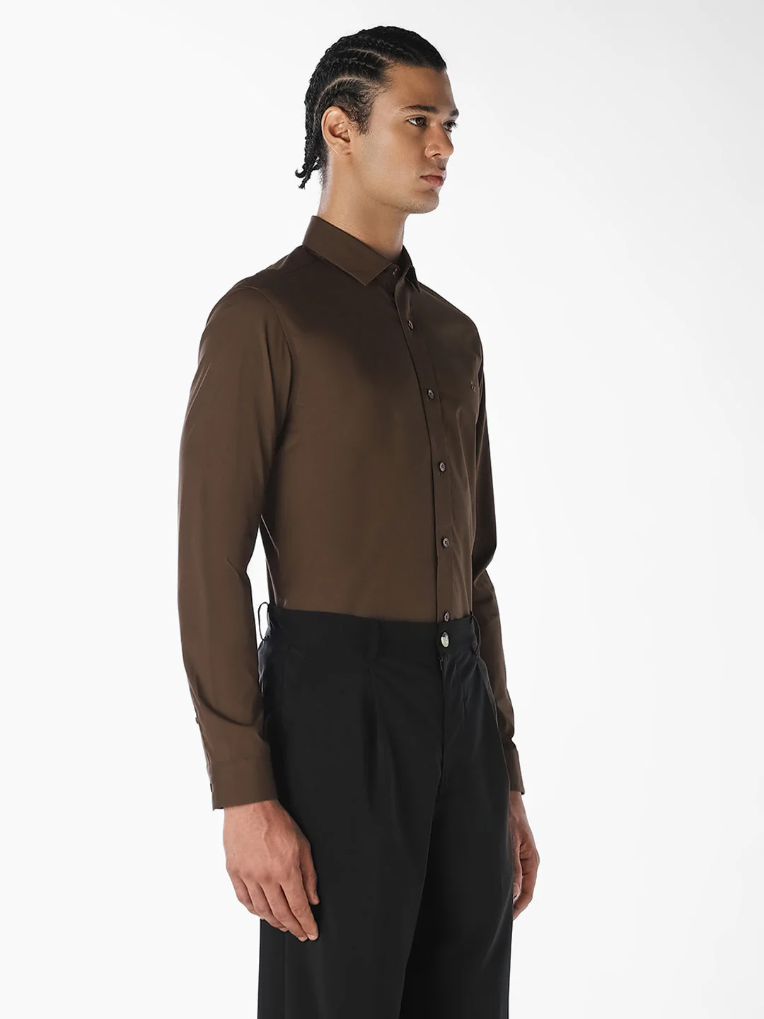 Chocolate Brown Formal Full Sleeves Shirt - Image 3