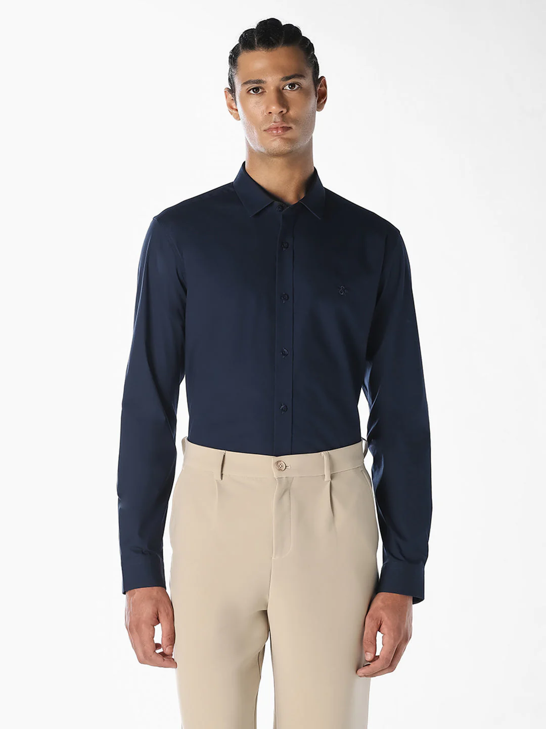 Navy Blue Formal Full Sleeves Shirt - Image 2
