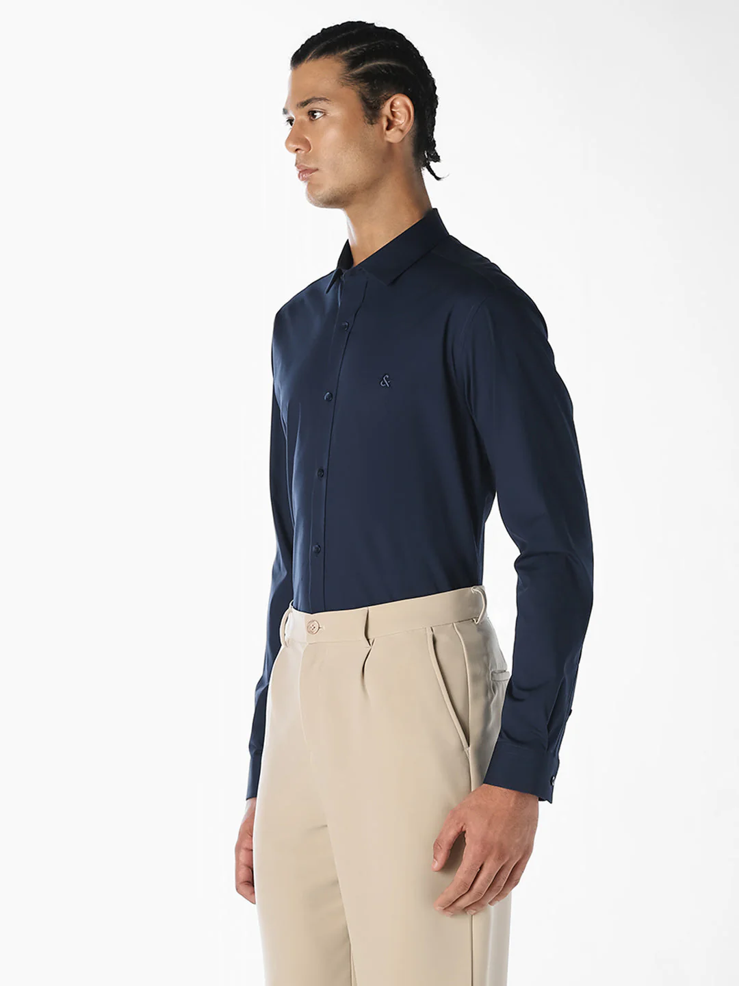 Navy Blue Formal Full Sleeves Shirt - Image 3