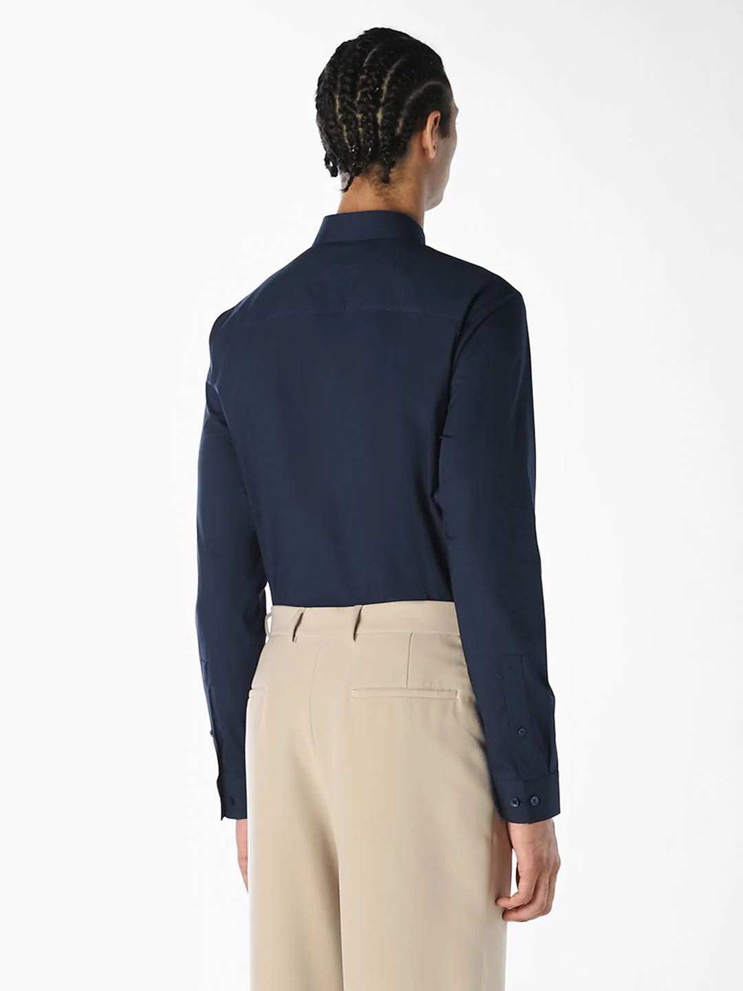 Navy Blue Formal Full Sleeves Shirt - Image 4
